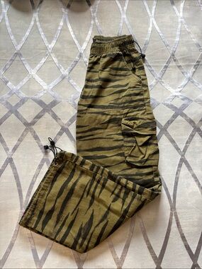 Green Zebra Drawstring Pants
